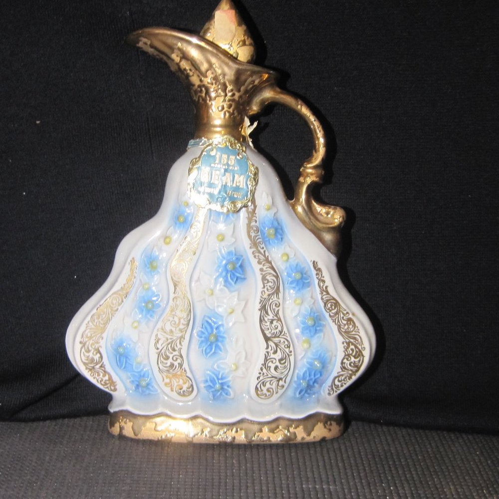 Jin Beam Decanter Gilted Floral Pattern Pitcher 1970